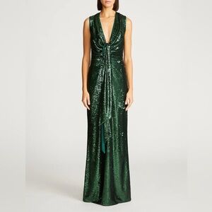Halston Heritage Green Sequin Maxi Dress